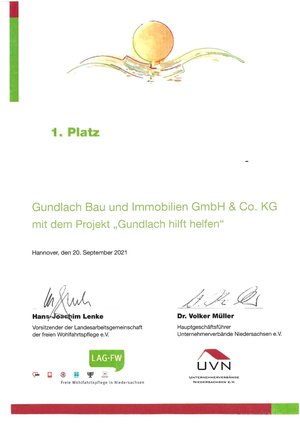 Gundlach mit dem Niedersächsischen Sozialpreis 2021 ausgezeichnet Gundlach mit dem Niedersächsischen Sozialpreis 2021 ausgezeichnet