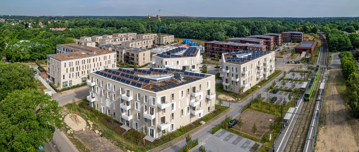 Drohnen-Blick auf das Herzkamp-Quartier