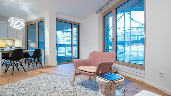 Wohnung mieten | ZWEI im Pelikan-Viertel Wohn- und Essbereich