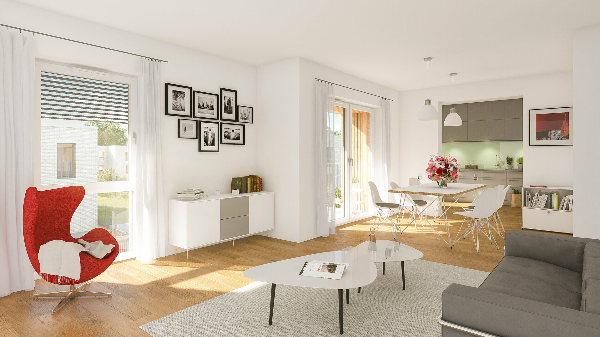 Visualisierung Baufeld F_Wohnen und Kochen 2_Homebase2com_Eigentumswohnung in Hannover-Bothfeld_Gundlach Bauträger