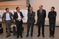 Tobias Timm, proKlima; Prof. Dirk Bohne, Leibniz Universität, IEK Abt. Gebäudetechnik; Wolfgang Schneider, ASP Architekten; Franz-Josef Gerbens, Prokurist Gundlach GmbH & Co. KG; Prof. Michael Schumacher, Leibniz Universität Hannover, IEK Abt. Baukonstruktion